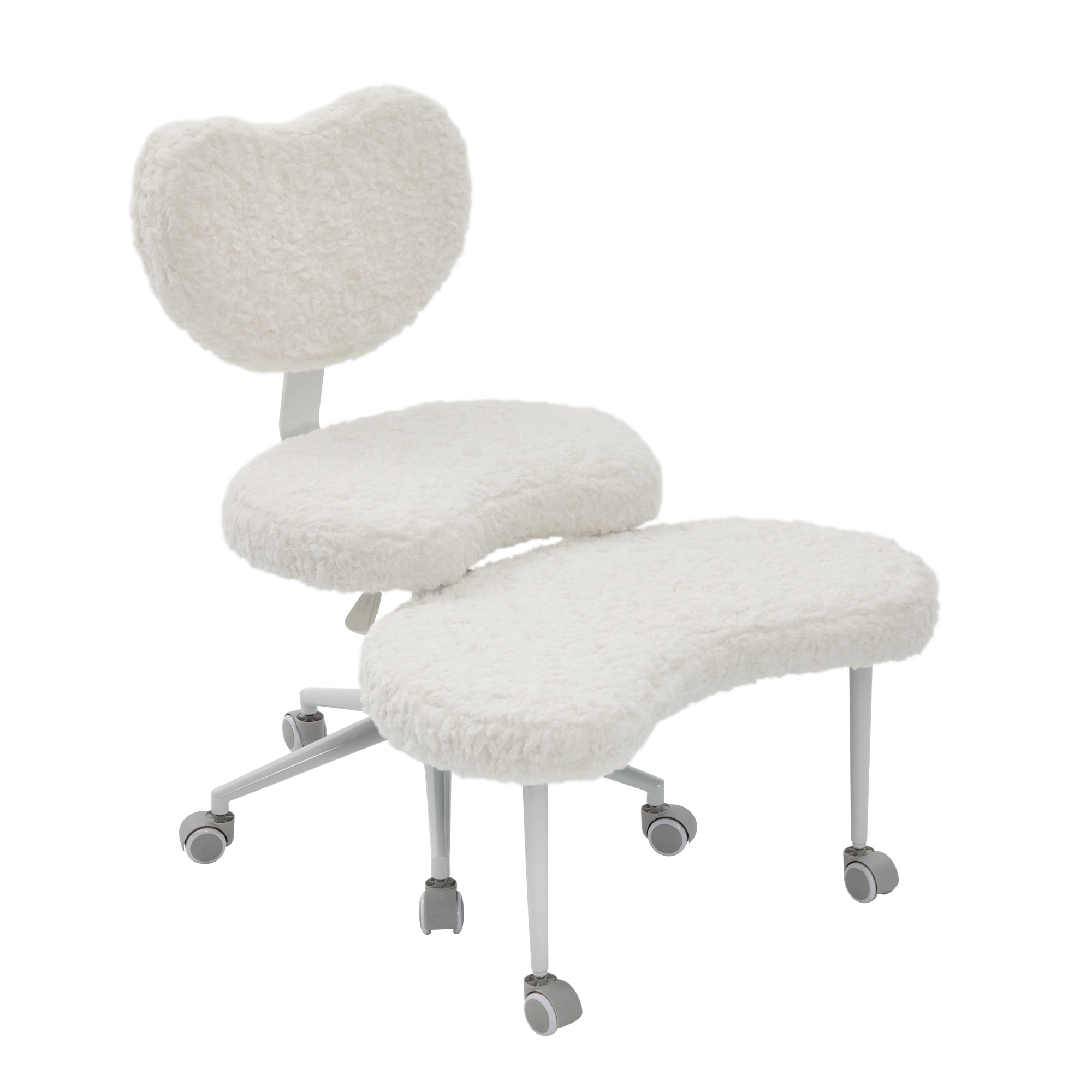 Artificial rabbit hair Meditation Chair Plus, Cross Legged Chair with Wheels, ADHD Chair, Criss Cross Desk Chair with Lumbar 