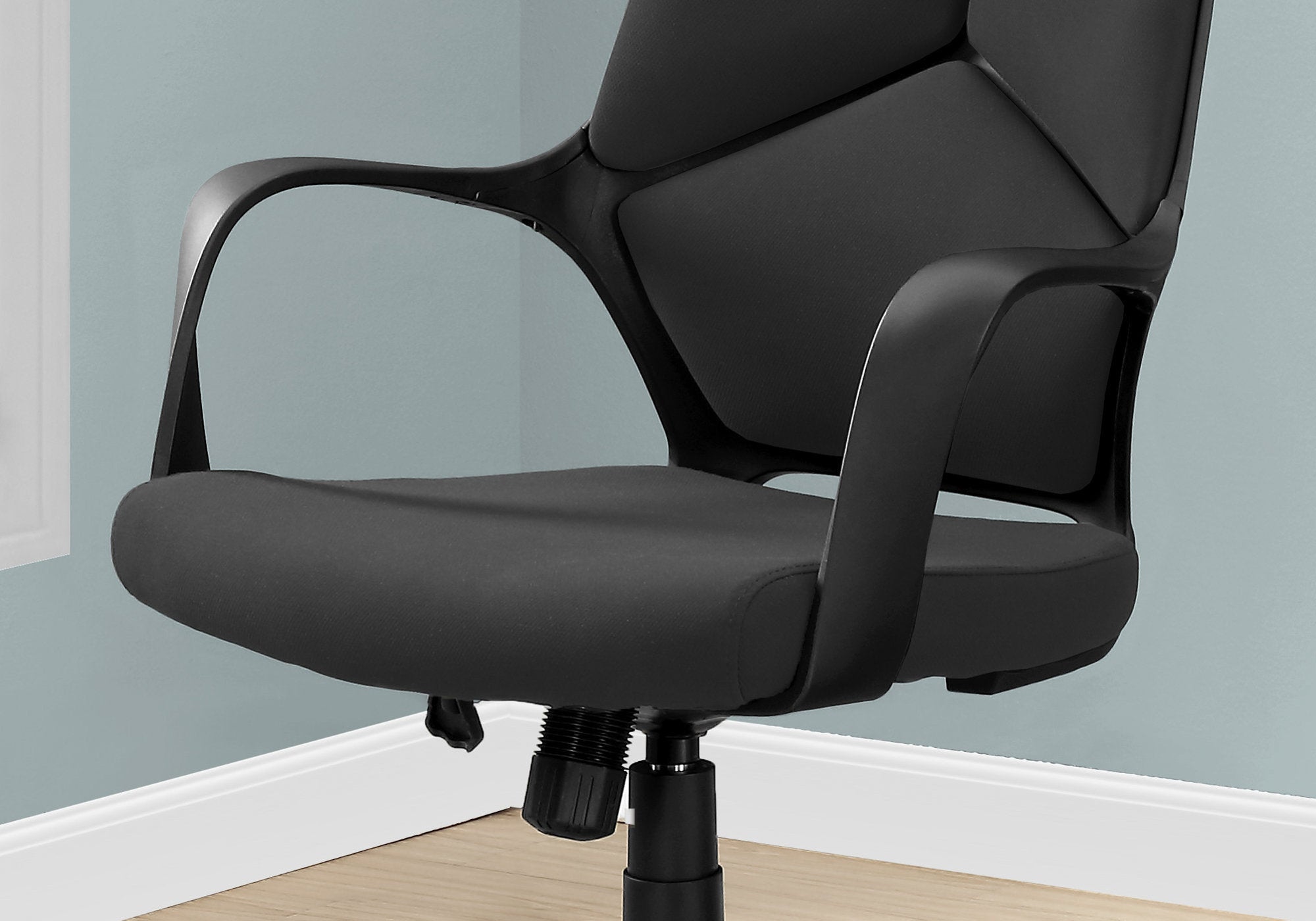 Office Chair, Adjustable Height, Swivel, Ergonomic, Armrests, Computer Desk, Work, Black Fabric, Black Metal, Contemporary, M