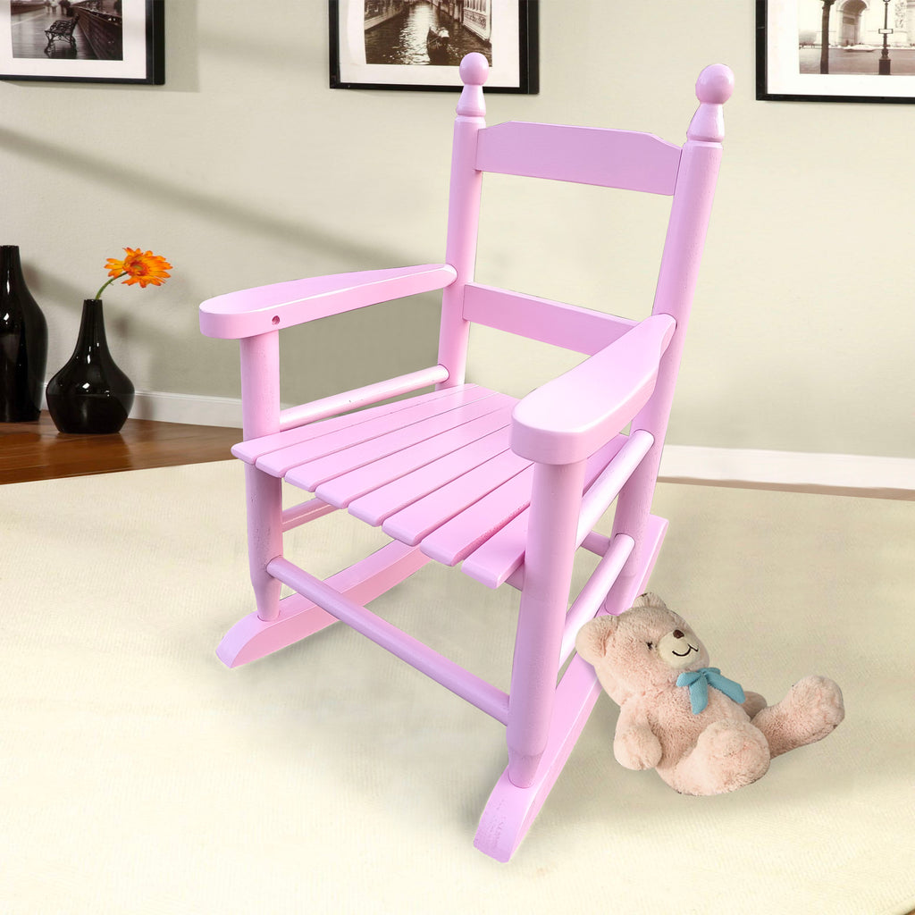 Children's Rocking Chair Light Pink Solid Wood Durable Indoor Outdoor | Premium Home Decor - Grand Goldman