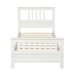White Pine Wood Platform Bed with Paneled Headboard and Footboard, Twin Size, Solid Wood Frame with 10 Slats - Grand Goldman Shop
