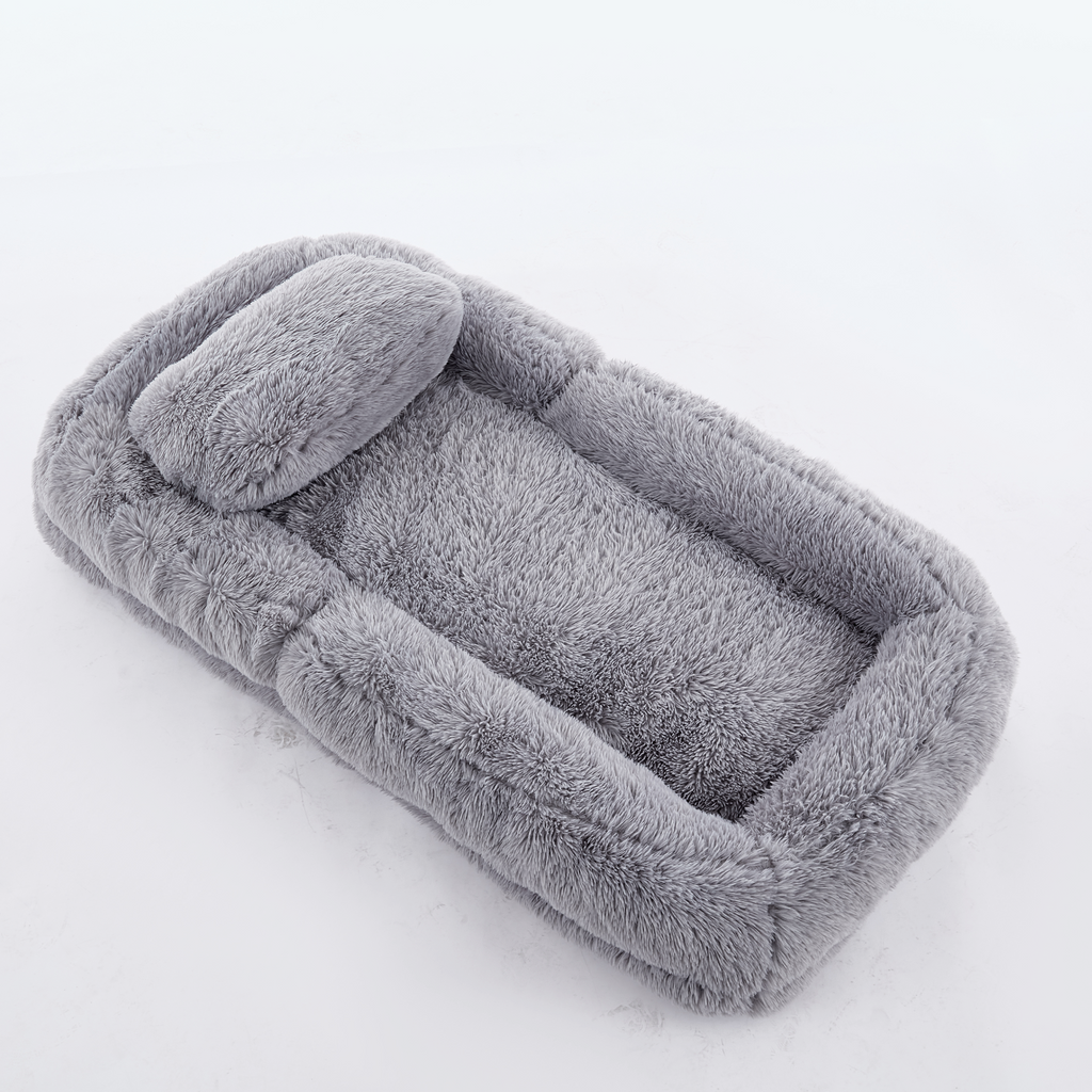 [NEW ARRIVED] [VIDEO PROVIDED] Human Dog Bed,Lazy Sofa,5-Position Adjustable Convertible,Floor Gaming Chair,bedroom, living room,Suitable for gaming, meditation,relaxation,Plush Fabric,Light Gray - Grand Goldman Shop