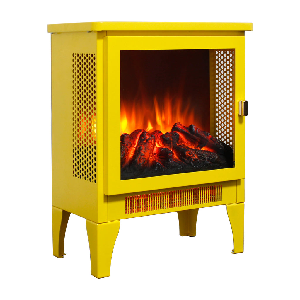 18 inch Freestanding Electric Fireplace Stove heater with 3D Flame effect,Lemon Yellow - Grand Goldman Shop