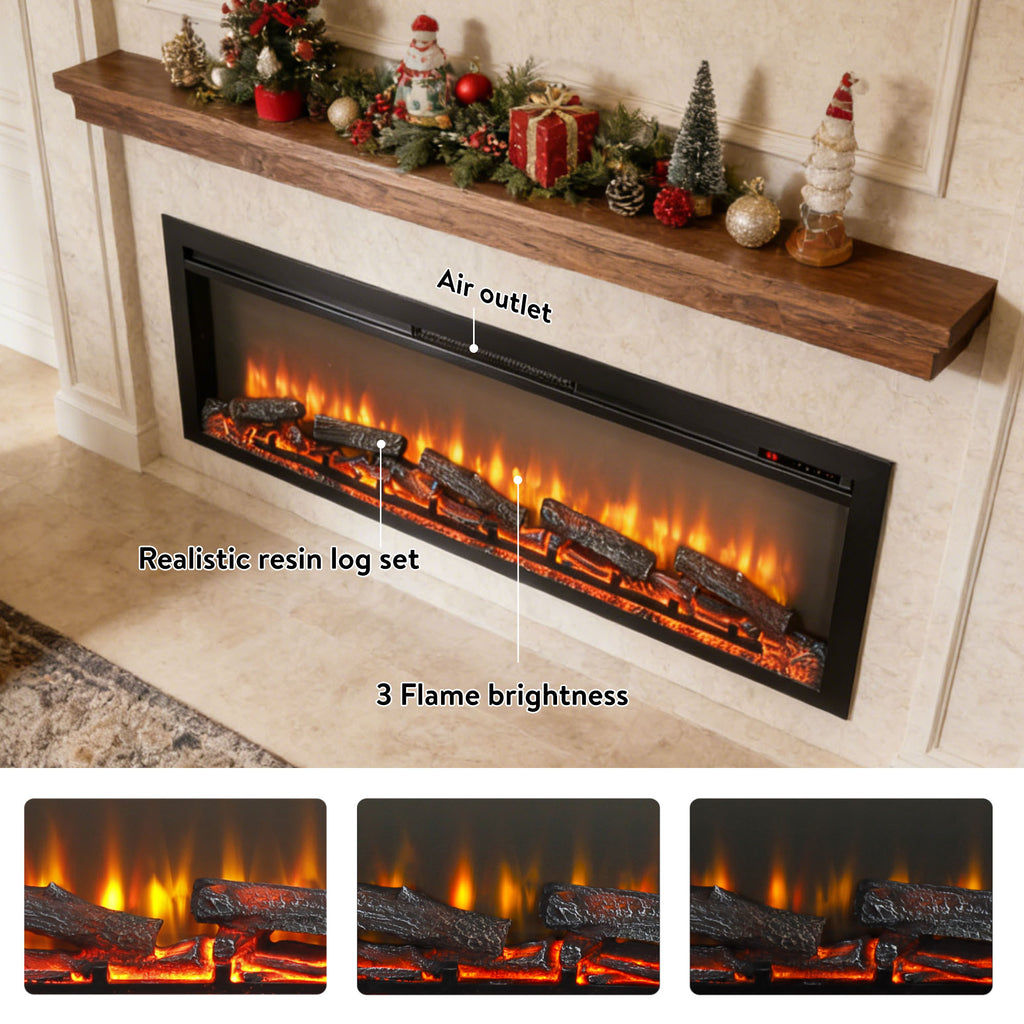 54 inch in wall recessed electric fireplace with remote and multi color flame & emberbed - Grand Goldman Shop