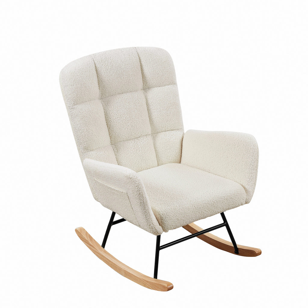 Cream White Teddy Rocking Armchair - Grand Goldman Shop