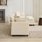 Cloud Sofa two Seats (the cushion on the armrest not included), Modern Sectional Couch, for Apartment, Comfy Double Layer Upholstered Seat Cushion, Breathable Chenille Fabric, Beige,SW504ABG - Grand Goldman Shop