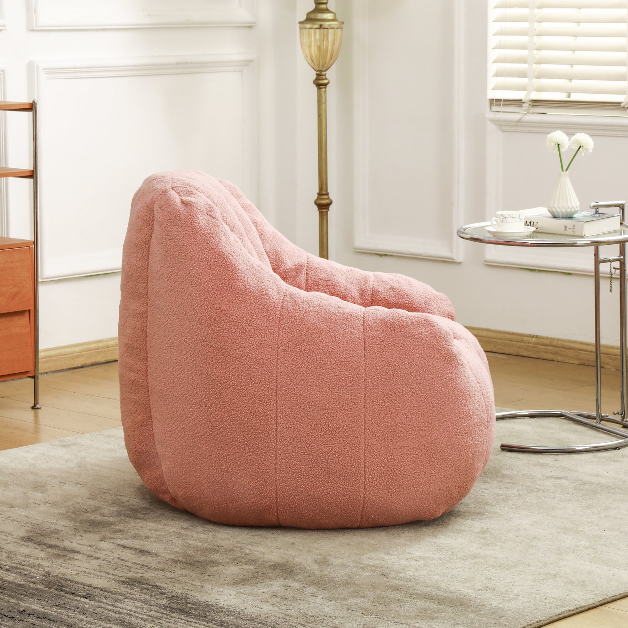 Comfy Bean Bag Chair with Memory Foam Filler – Tufted Soft Stuffed Bean Bag Sofa for Dorm, Apartment, or Living Room – Pink - Grand Goldman Shop