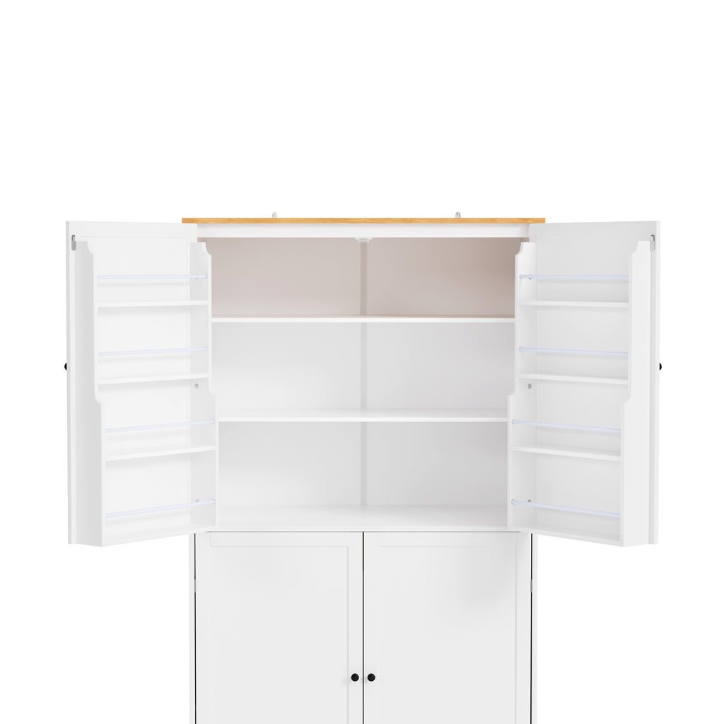 [Assembly Video Provided]TOPMAX 40.2x20x71.3inch High Freestanding Kitchen Pantry Large Cupboard Storage Cabinet with 2 Drawers, 2 Adjustable Shelves, 8 Door Shelves for Kitchen, Dining Room,White - Grand Goldman Shop