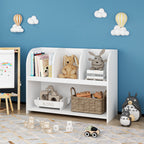 Kids Bookcase with 4 Compartments, White MDF Storage Shelf for Toys and Books, 31.5 x 11.8 x 23.6 inches - Grand Goldman