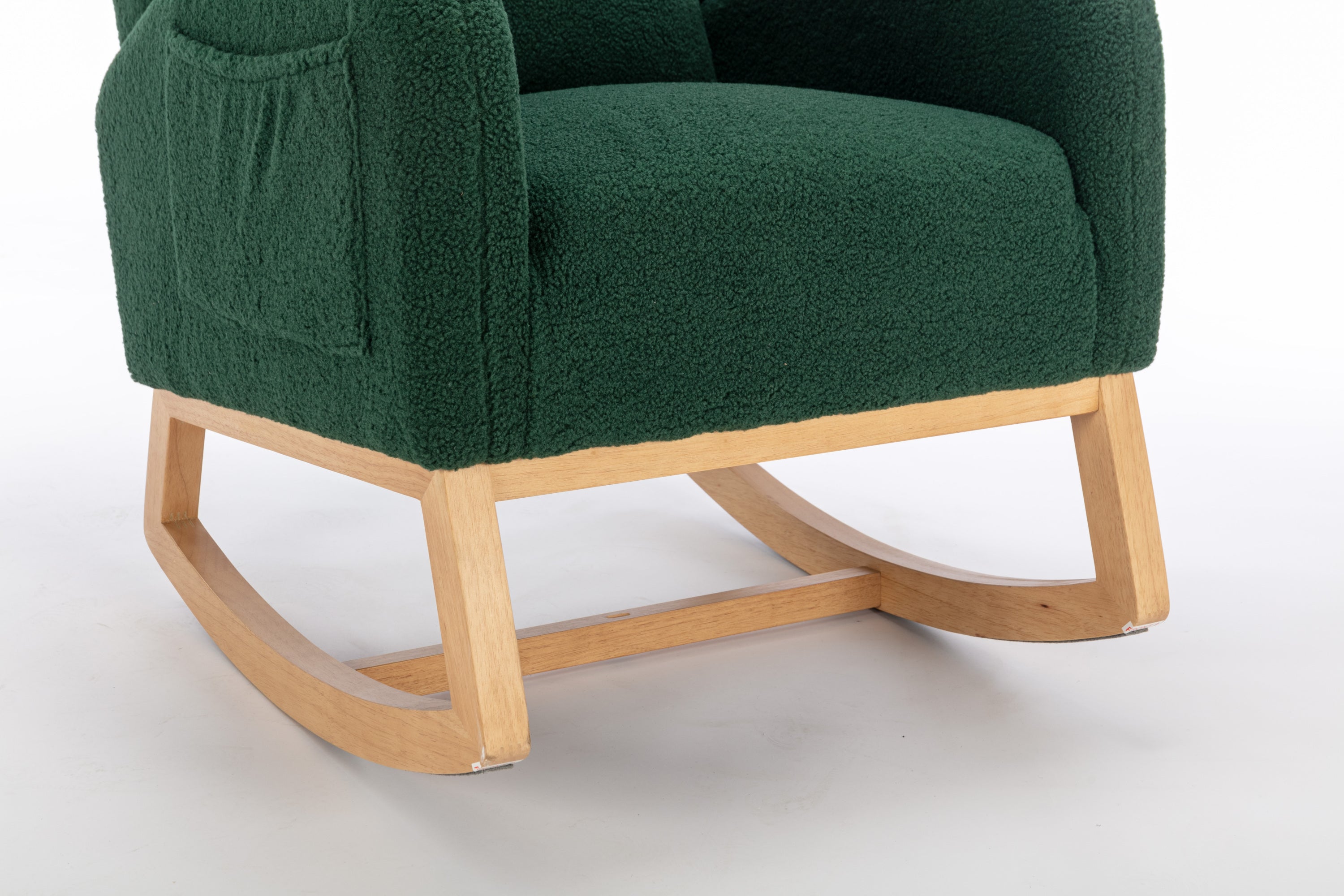 049-Teddy Fabric Rocking Chair With Packet Wood Legs,Green - Grand Goldman Shop