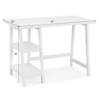 Redina Contemporary Wood Writing Desk with Storage, White - Grand Goldman