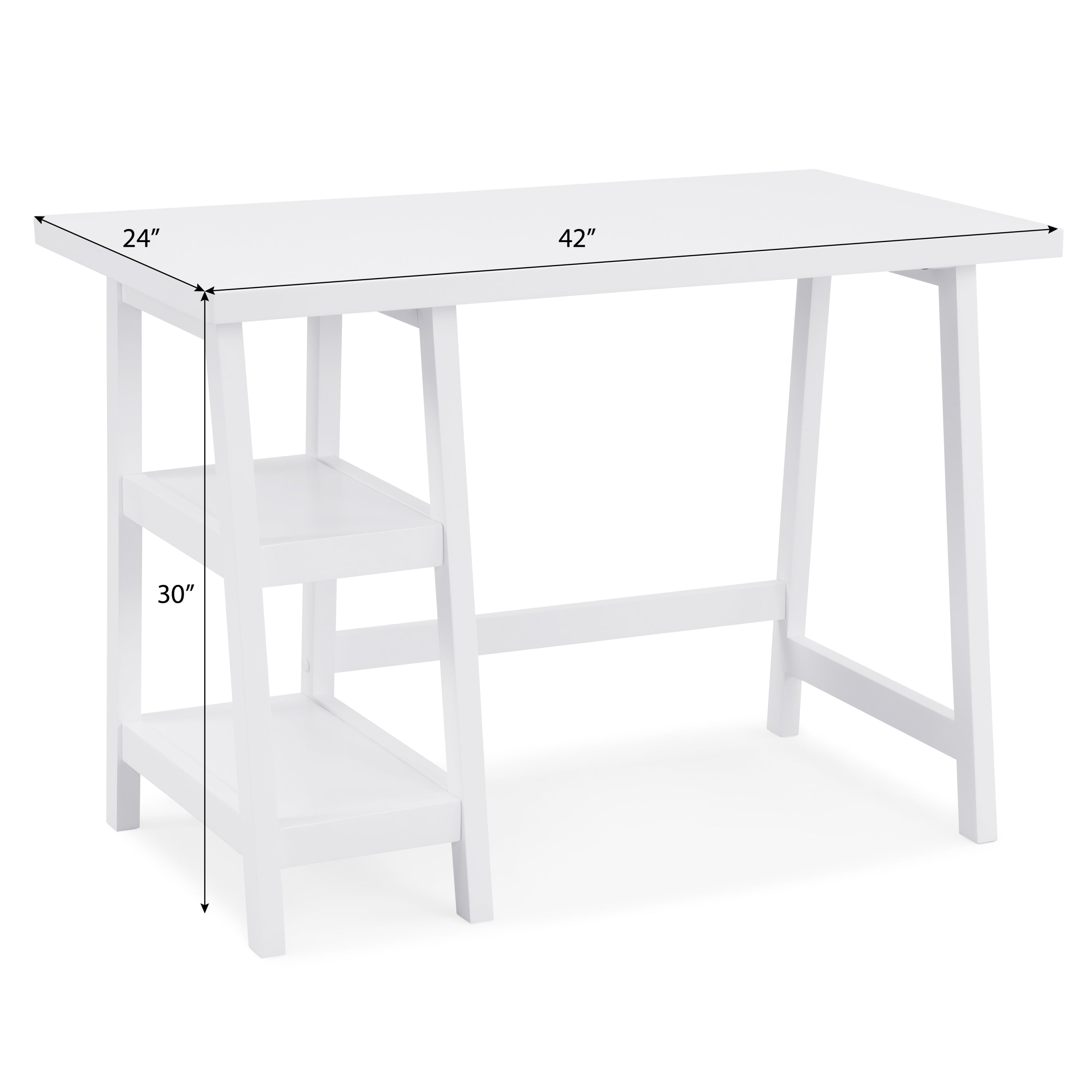 Redina Contemporary Wood Writing Desk with Storage, White - Grand Goldman