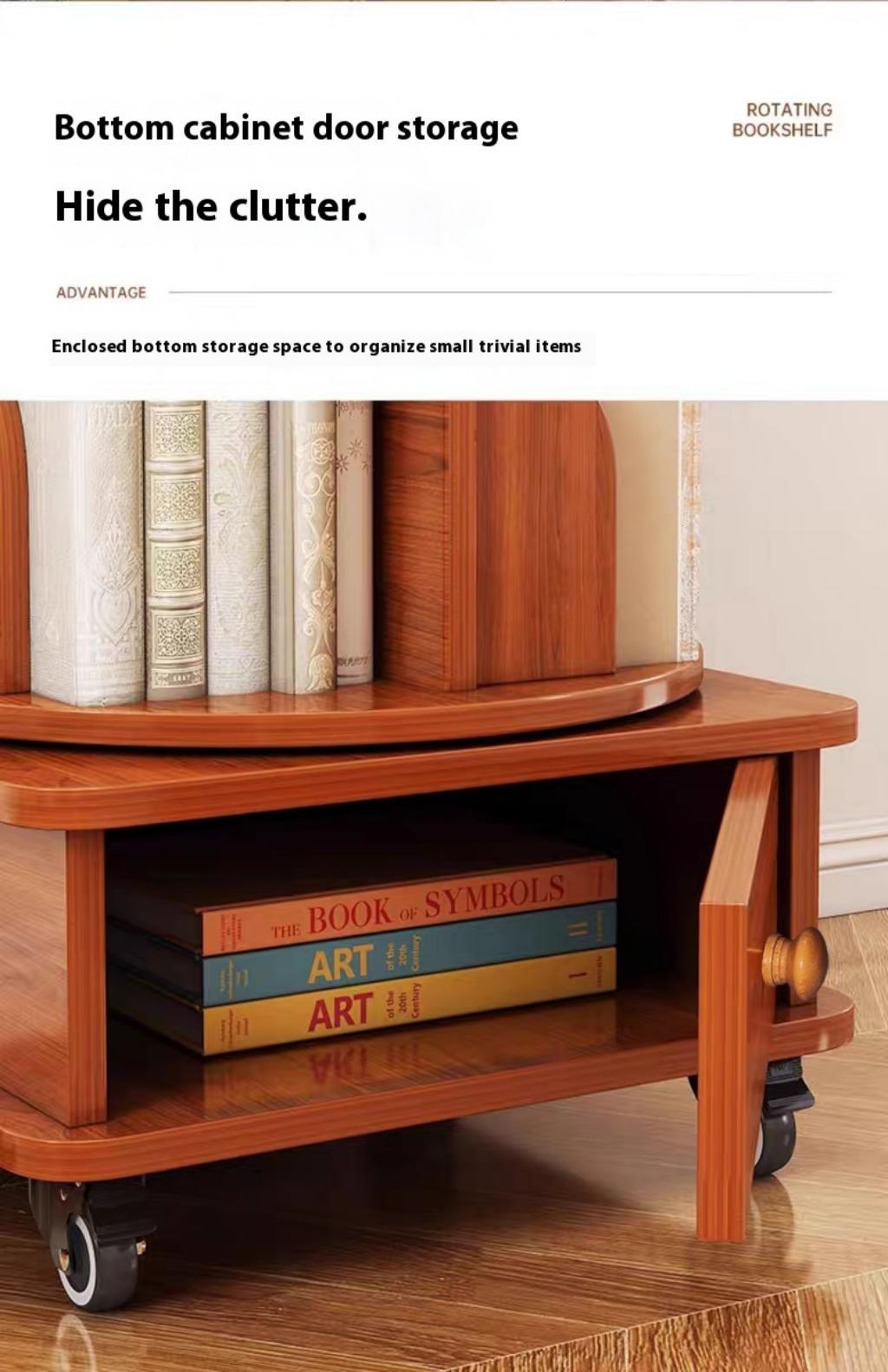 (UPGRADED) Rotating Bookshelf, 360 Display Corner Bookshelf for Small Space, 6 Tier Bookcase Storage Rack with Wheels, Wood Narrow Organizer for Bedroom, Living Room, Study Room, Walnut Brown - Grand Goldman Shop