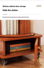 (UPGRADED) Rotating Bookshelf, 360 Display Corner Bookshelf for Small Space, 6 Tier Bookcase Storage Rack with Wheels, Wood Narrow Organizer for Bedroom, Living Room, Study Room, Walnut Brown - Grand Goldman Shop