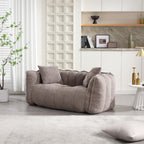 Cozy Beanbag Chair with High Resilience Foam Core for Two  -Brown Chenille, 66x35x25 inches - Grand Goldman Shop