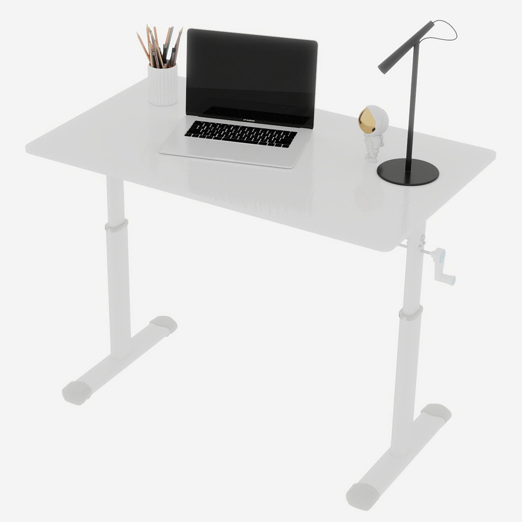 Adjustable Study Desk for Kids and Adults, Height-Adjustable Home Office Desk, White Frame with White Wood Tabletop, 60cm x 1