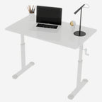 Adjustable Study Desk for Kids and Adults, Height-Adjustable Home Office Desk, White Frame with White Wood Tabletop, 60cm x 1