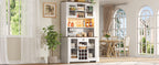 70.9' Kitchen Pantry Storage Cabinet Rustic Buffet Cabinet, Kitchen Hutch Cabinet with LED Outlets Food Pantry Cabinet with Doors and Shelves Wine Rack for Dining Room, White - Grand Goldman Shop