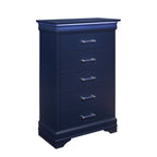Charlston Sleigh Style 5-Piece Bedroom Set with LED Headboard in Blue Solid Wood and MDF - Grand Goldman Shop