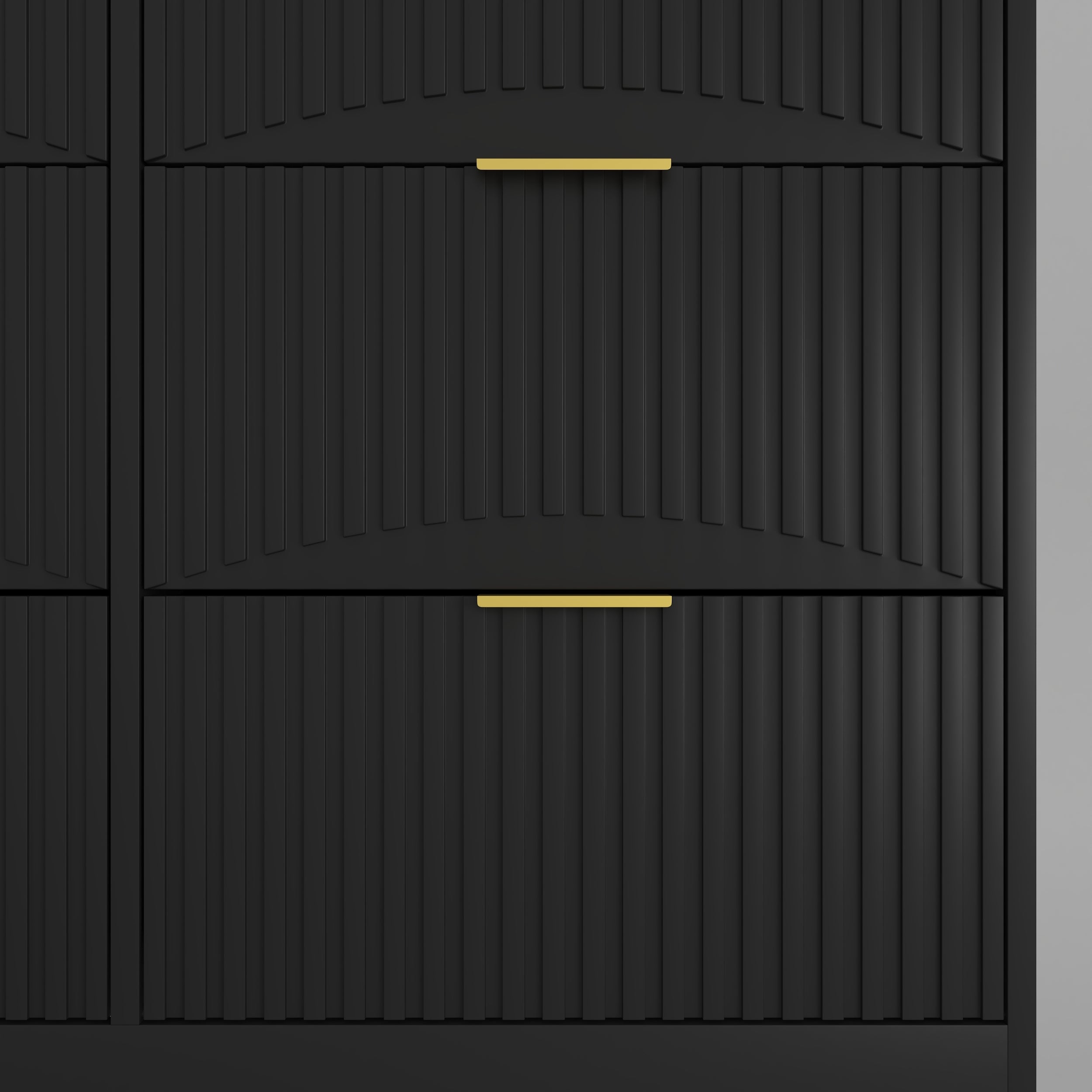 Black 9 Drawer Dresser, 63' Large Deep Chest of Drawers, Wooden Dresser Storage Cabinet with 9 Drawers for Bedroom, Long Dressers for Living Room, Hallway, Drawer panel with wavy patterns - Grand Goldman Shop