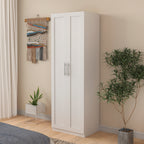 High wardrobe and kitchen cabinet with 2 doors and 3 partitions to separate 4 storage spaces, White - Grand Goldman Shop