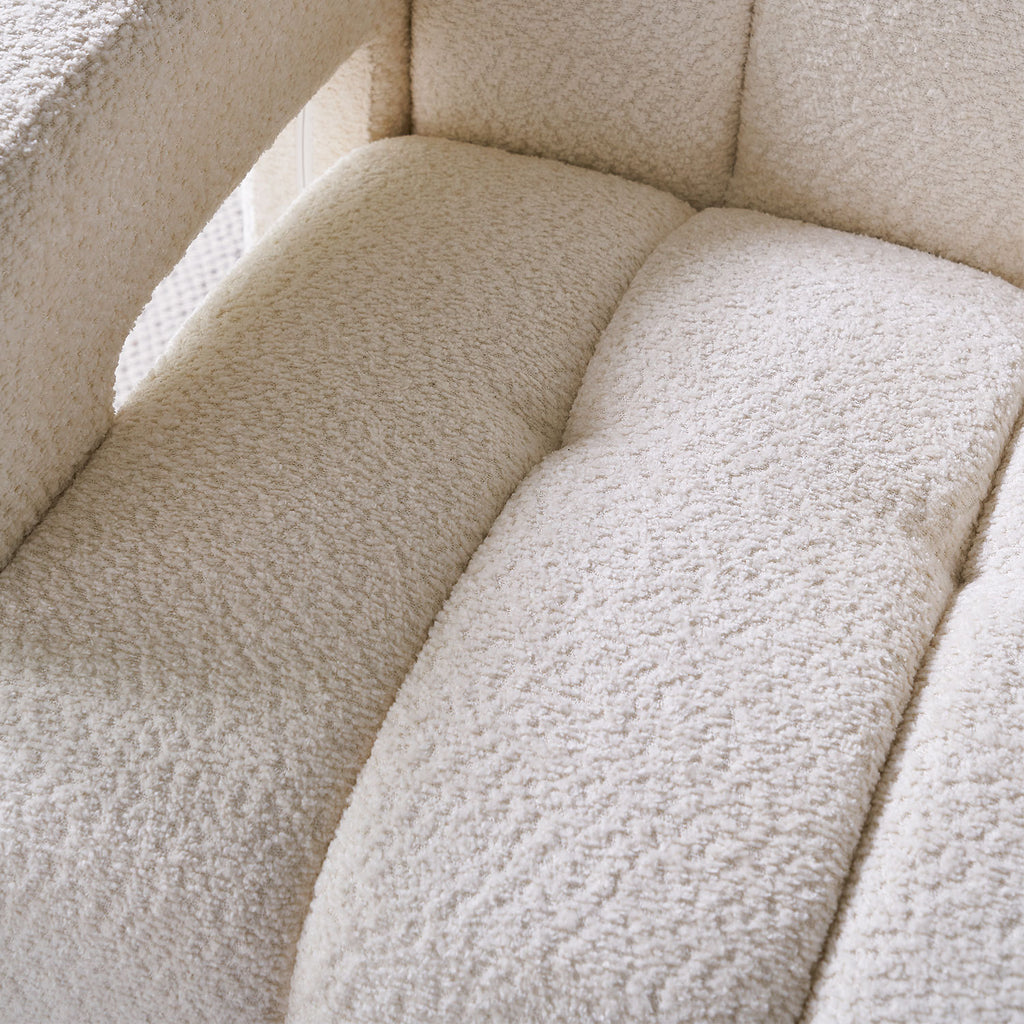 Stylish Boucle Upholstered Accent Chair with Solid Wood Frame and High-Density Foam in Beige - Grand Goldman Shop