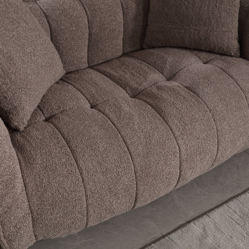 Cozy Beanbag Chair with High Resilience Foam Core for Two  -Brown Chenille, 66x35x25 inches - Grand Goldman Shop