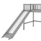 Twin Size Low Loft Bed with Ladder and Slide, Gray(OLD SKU:WF196418AAE) - Grand Goldman Shop