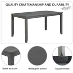 Modern 6-Piece Dining Table Set with Bench and Chairs for Dining Room or Kitchen – Grey - Grand Goldman Shop