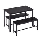 Dining Table Set, Bar Table with 2 Dining Benches, Kitchen Table Counter with Chairs, Industrial for Kitchen Breakfast Table, Living Room, Party Room, Black , 43.3″L x23.6″W x 29.9″H - Grand Goldman Shop