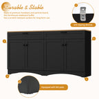 ON-TREND Farmhouse TV Stand with 2 Drawers for TVs Up to 70', Versatile Wood Grain Sideboard with Adjustable Shelves, Mid-Century Buffet Cabinet with Rustic Handles for Living Room/Bedroom, Black - Grand Goldman Shop
