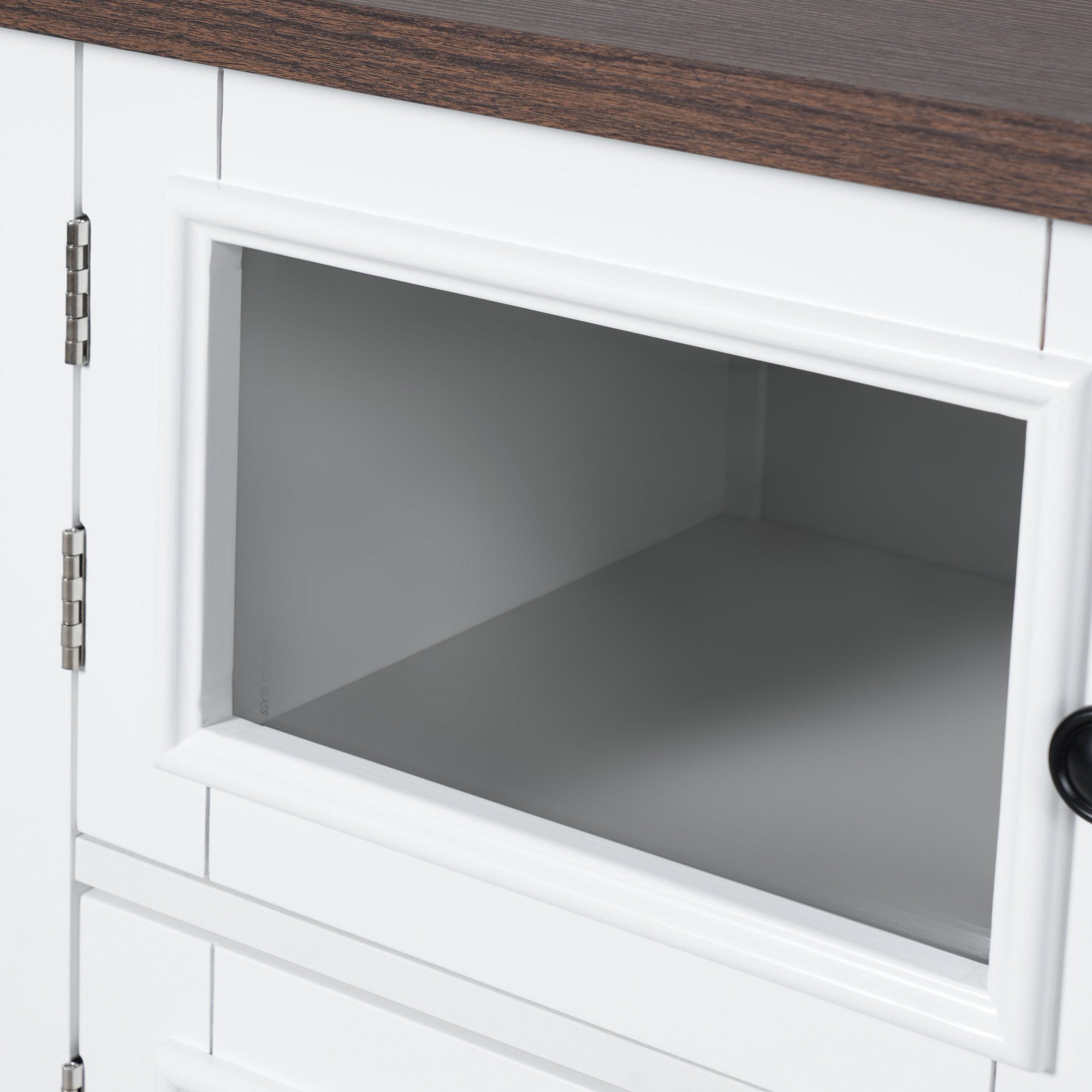 K&K 54.9' Kitchen Island with Drop Leaf, Power Outlet, Kitchen Storage Cart with 4 Door Shelves, Cross Barn Doors & Visual Glass Door, Rolling Kitchen Island on 4 Wheels for Kitchen, Dining Room,White - Grand Goldman Shop