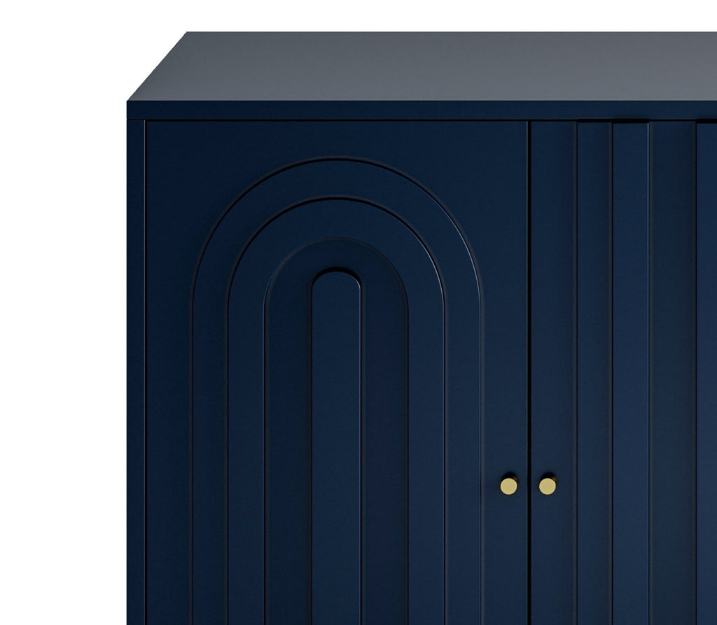 Modern Blue Lacquered 4 Door Wooden Cabinet Sideboard Buffet Server Cabinet Storage Cabinet, for Living Room, Entryway, Hallway, Office, Kitchen and Dining Room - Grand Goldman Shop