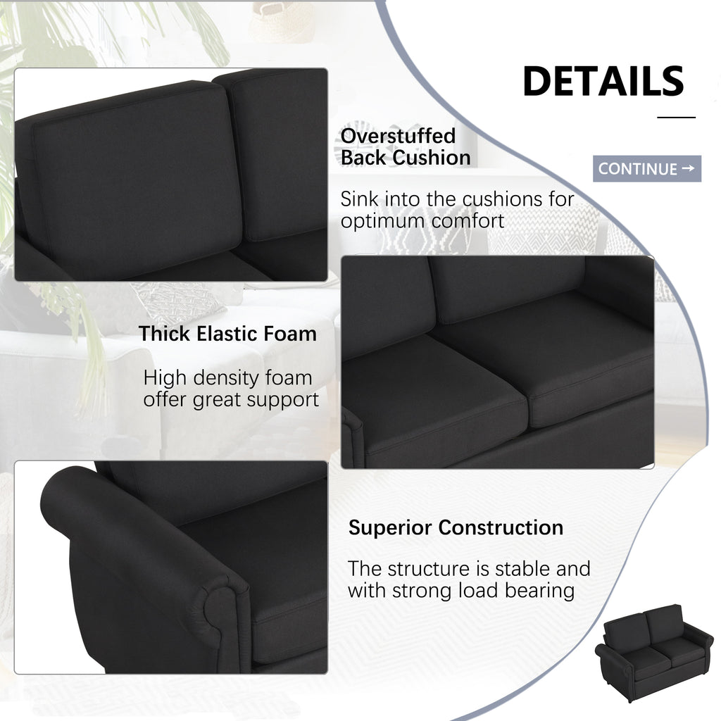 Orisfur Pull Out Sofa Bed Loveseat Sleeper with Twin Size Memory Foam Mattress & USB Ports, Black Linen - Grand Goldman Shop
