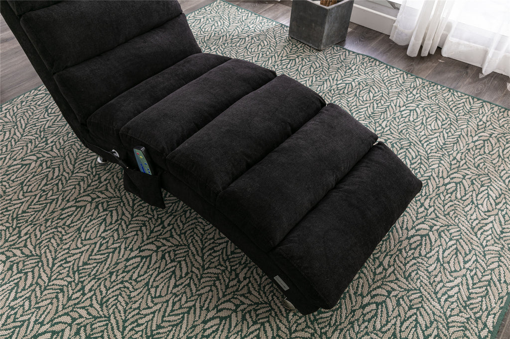 COOLMORE Luxury Upholstered Chaise Lounge Chair with Vibration for Relaxation, Modern Fixed Back Fabric Leisure Recliner Sofa for Living Room/Bedroom - Grand Goldman Shop