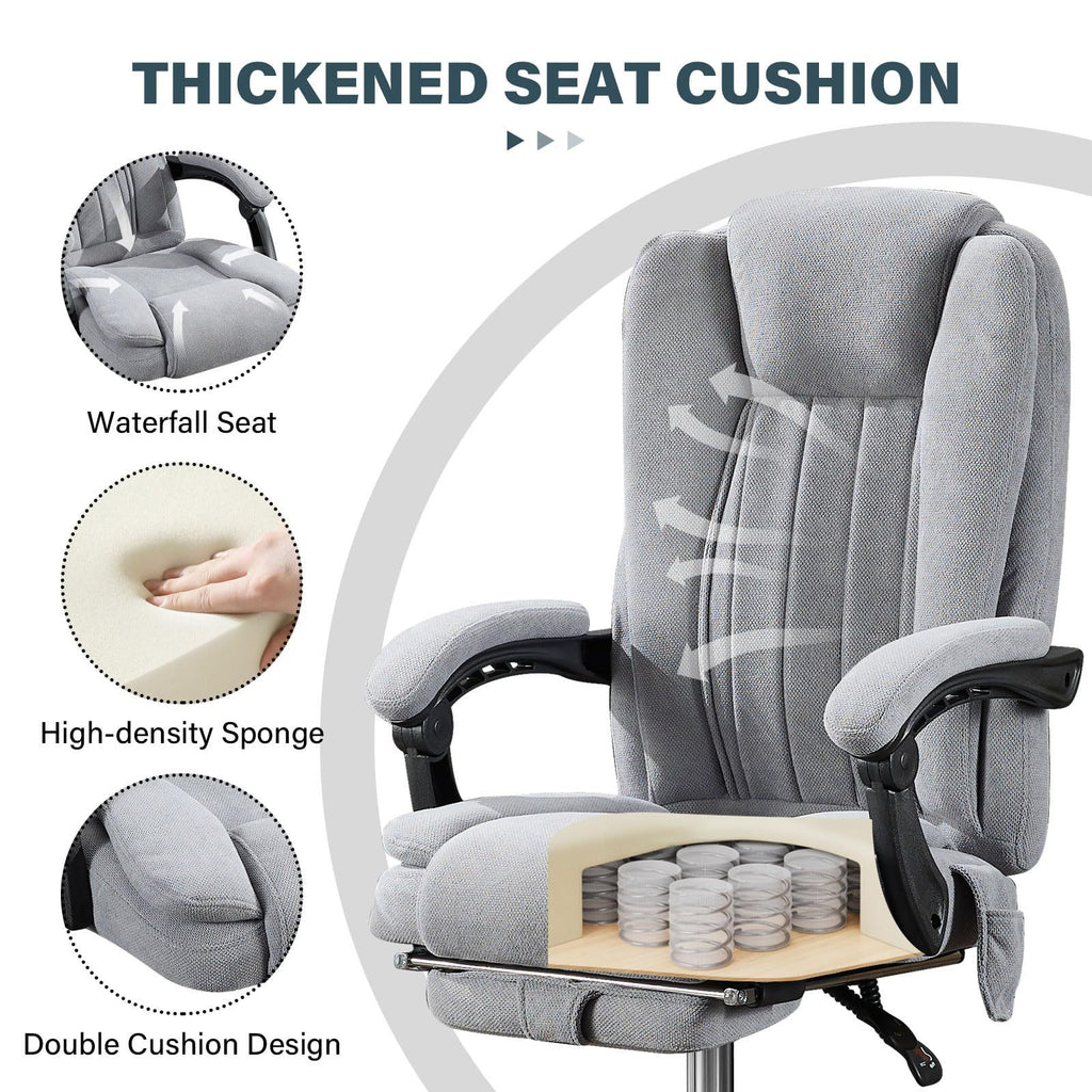 Massage Office Chair with Heat and 6 Vibration Points,Executive Office Chair with Foot Rest and Padded Armrests,Reclining Bac
