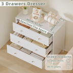 3 Drawer Dresser Chest, Modern White Storage Cabinet, MDF Wood Organizer for Bedroom, Living Room, Entryway, Small Space Furniture - Grand Goldman Shop