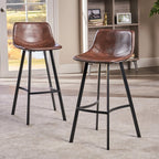 Set of 2 30' Dax Faux Leather Barstool Brown - Grand Goldman Shop