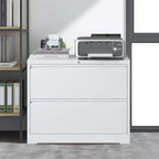 Lateral File Cabinet 2 Drawer, 35.4 Inch Wide Metal Filing Cabinet for Home Office, Locking File Cabinet with Anti-Tip Interl