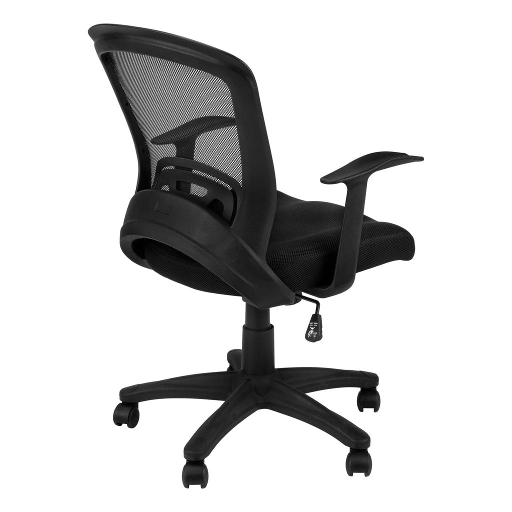 Office Chair, Adjustable Height, Swivel, Ergonomic, Armrests, Computer Desk, Work, Black Mesh, Black Metal, Contemporary, Mod