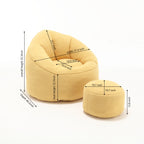 Bedding Bean Bag Sofa Chair with High-Pressure Foam and Footrest, Yellow Microfiber - Grand Goldman Shop