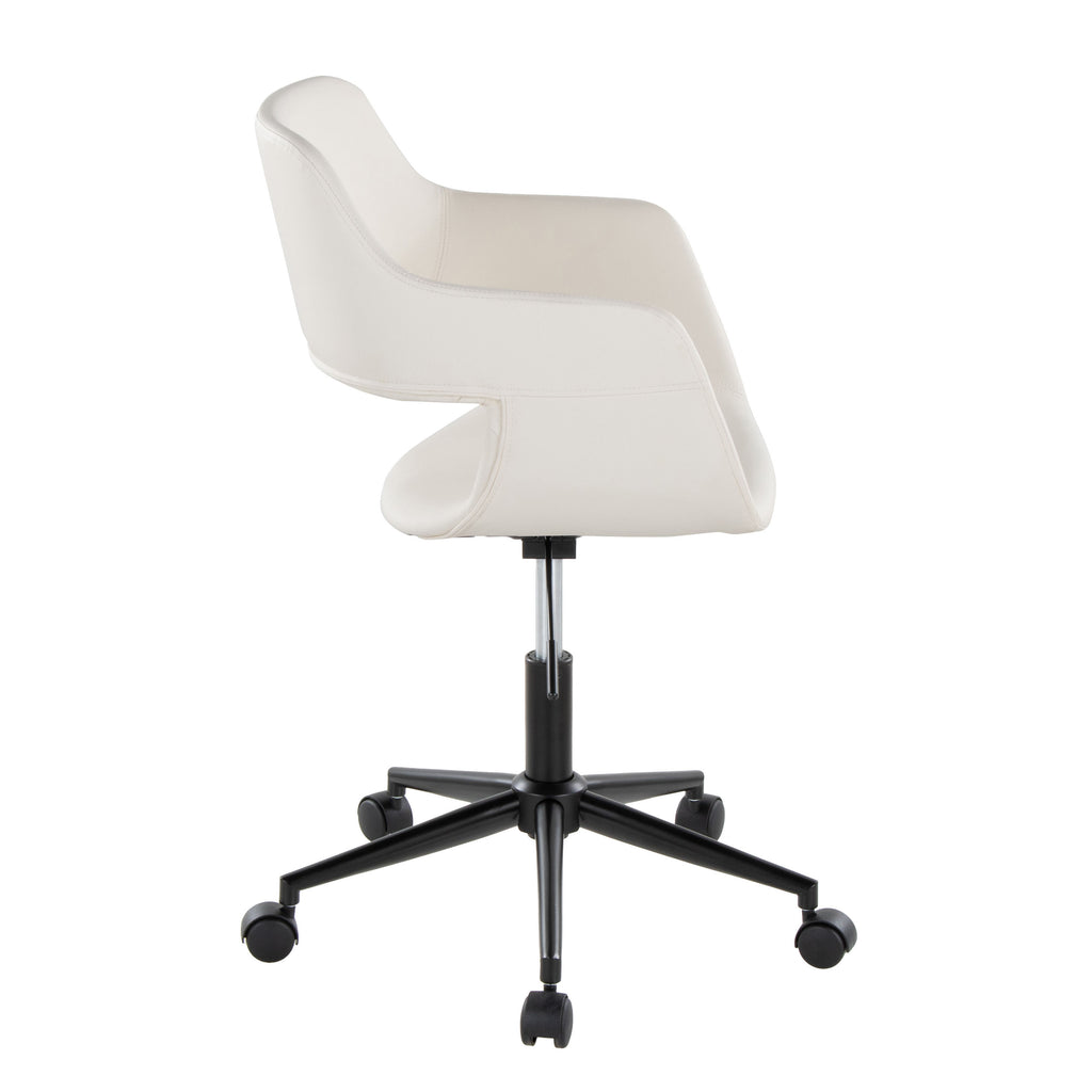 Contemporary Task Chair in Black Metal and White Faux Leather - Grand Goldman