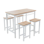 5-piece modern kitchen table with four bar stools Bar table set 5PC,metal frame and MDF, white oak,47.5'' L x 23.7'' W x 35.5'' H. - Grand Goldman Shop