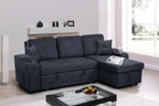 Right-facing sectional sofa with footrest, convertible corner sofa with armrest storage, living room and apartment sectional sofa, right chaise longue and  dark  grey - Grand Goldman Shop