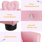 Qaba Kids Sofa Toddler Tufted Upholstered Sofa Chair Princess Couch Furniture with Diamond Decoration for Preschool Child, Pi