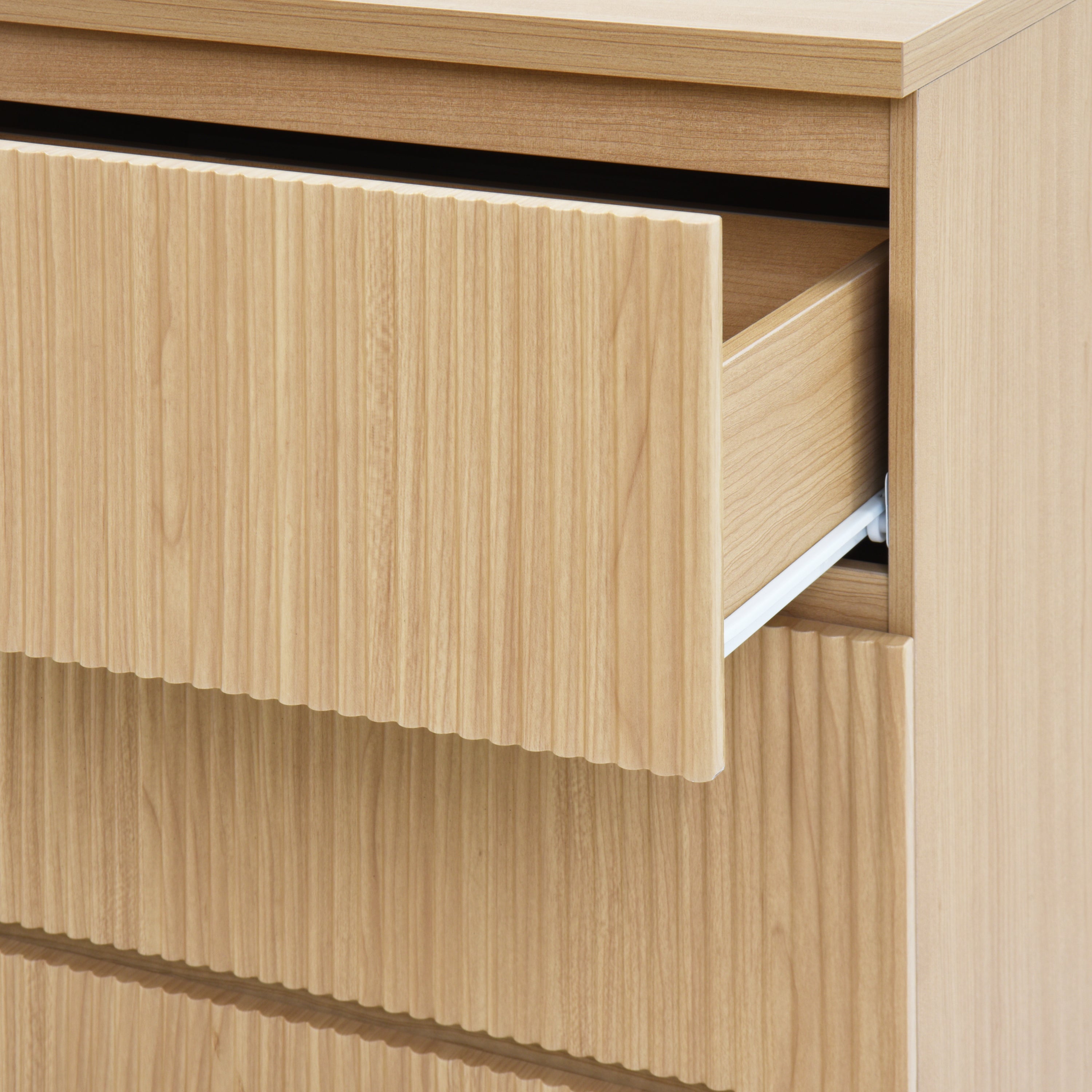 6 Drawer Storage Cabinet ,Dresser, Wood Storage Tower Clothes Organizer with Wavy drawer panel, Wide Chest of 6 Drawers, Large Storage Space for Bedroom, Hallway, Entryway Living Room Natural - Grand Goldman Shop