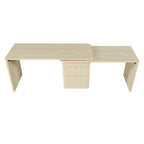 90' Modern L Shaped Desk in Natural Wood with 3 Drawers,360° Wood Rotating Desk,Executive Office Desk,Corner Desk,Office Stud