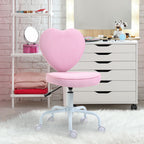 HOMCOM Heart Love Shaped Back Design Office Chair with Adjustable Height and 360 Swivel Castor Wheels, Pink - Grand Goldman