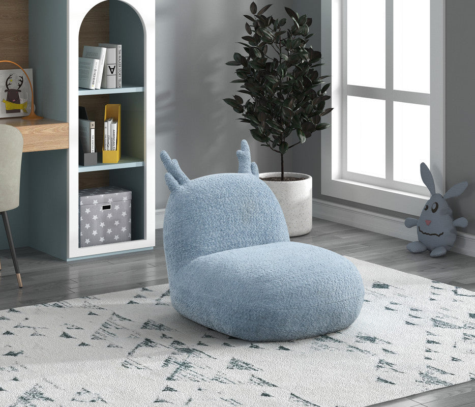 Weston 21.5'W Blue Chenille Deer-Shaped Kids Chair - Grand Goldman