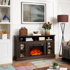 Classic TV Media Stand Modern Entertainment Console with 23' Fireplace Insert for TV Up to 65' with Open and Closed Storage Space, Espresso, 58.25'W*15.75'D*32'H - Grand Goldman Shop