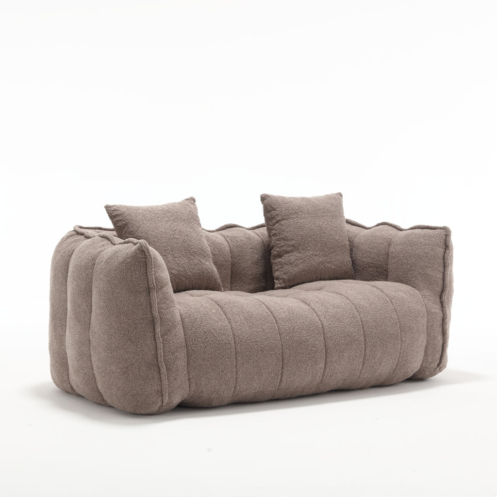 Cozy Beanbag Chair with High Resilience Foam Core for Two  -Brown Chenille, 66x35x25 inches - Grand Goldman Shop